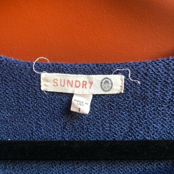 Sundry Size 1 Blue Off the Shoulder Sweater - Picture 2 of 4